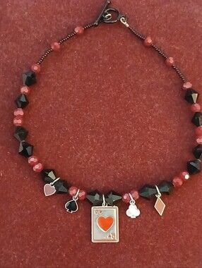 Crystal Glass Lucky Charm Poker Chocker Necklace